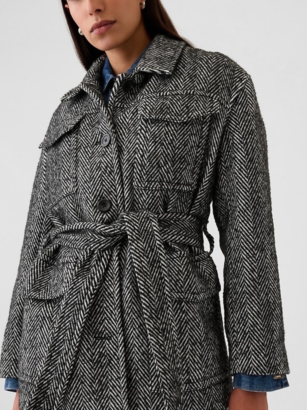 NWOT Gap Belted Herringbone Utility Jacket